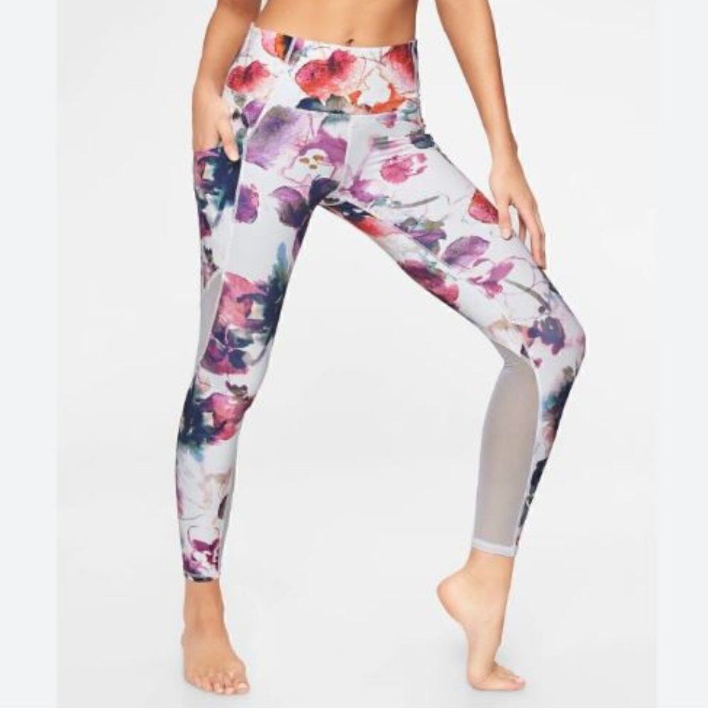 ATHLETA Floral Mudra 7/8 Tight White Purple/Multi Size Small - Picture 8 of 8